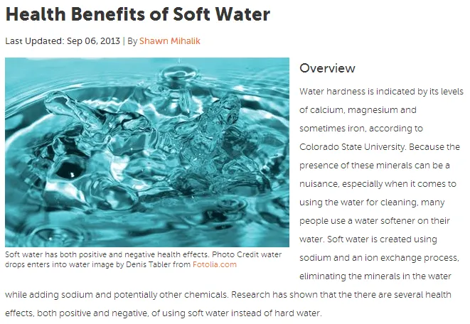 health benefits of soft water